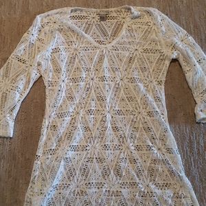 Pool, beach cover up. Sheer white lace